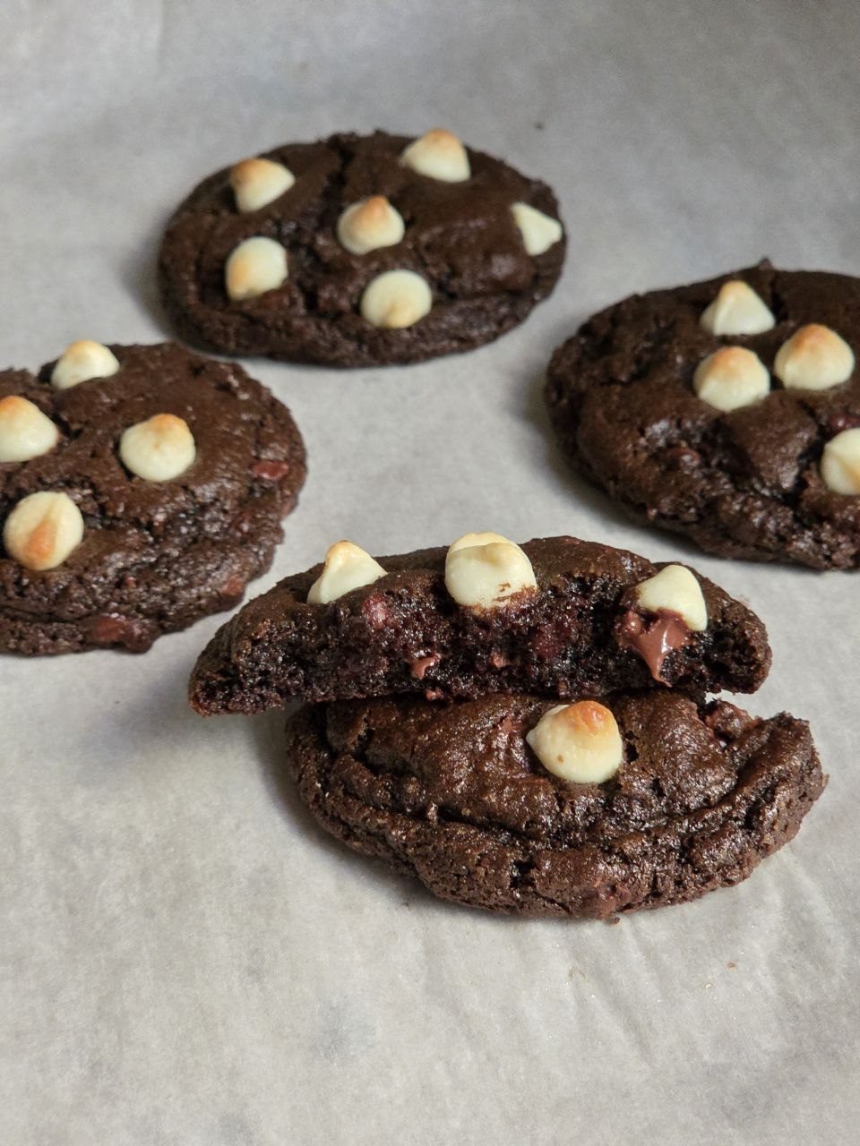 Cozy Cocoa Wish dark chocolate cookies with white chocolate