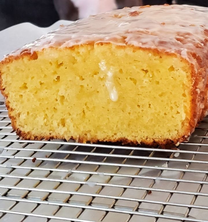 Golden Lemon Bliss Loaf with vanilla glaze